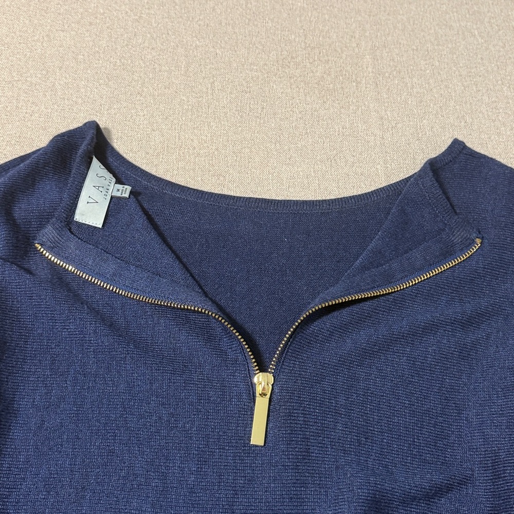 Joan Vass Navy Blue Long Sleeve Tunic Sweater SZM - Picture 11 of 15